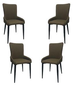 Set 4 scaune de tip fotoliu dining/living Capri Black, cadru metalic, textil, maro