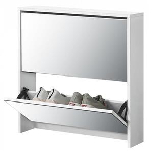 PantofareToni, 67 x 63 x 17 cm, PAL melaminat/ oglinda, alb cu 2 compartimente depozitare, 6 perechi pantofi - P64003548