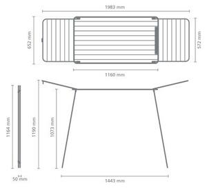 Uscător de rufe negru mat 22 m HangOn Too – Brabantia