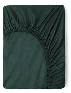 Cearșaf elastic din bumbac Good Morning, 160 x 200 cm, verde închis