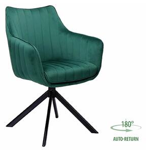 Scaun living rotativ AZALIA, verde/negru, stofa catifelata/metal, 61x5