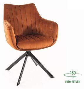 Scaun living rotativ AZALIA, caramiziu/negru, stofa catifelata/metal