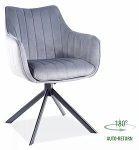 Scaun living rotativ AZALIA, gri inchis/negru, stofa catifelata/metal