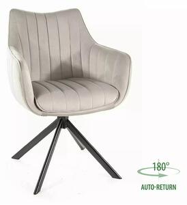Scaun living rotativ AZALIA, gri deschis/negru, stofa catifelata/metal