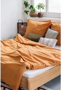 Lenjerie de pat de o persoană din bumbac stonewashed Bonami Selection, 140 x 200 cm, portocaliu teracotă