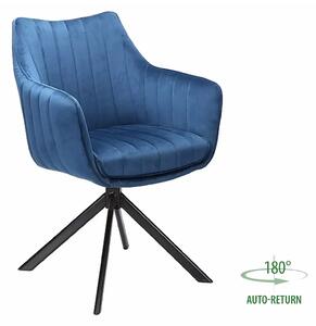 Scaun living rotativ AZALIA, albastru/negru, stofa catifelata/metal, 6