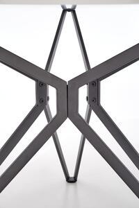 Set masa rotunda din MDF si metal Pisces 2 Stejar / Negru + 3 scaune tapitate cu piele ecologica Kai-279 Gri, Ø120xH76 cm