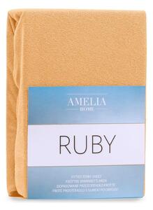 Cearșaf elastic pentru pat dublu AmeliaHome Ruby Siesta, 180-200 x 200 cm, bej închis