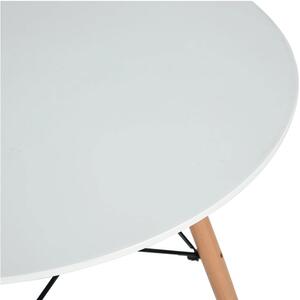 Masă dining, alb mat/fag, diametru 120 cm, DEMIN