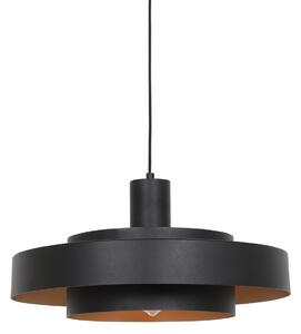 Lampă pandantiv retro neagră cu interior auriu rotund - Flinter