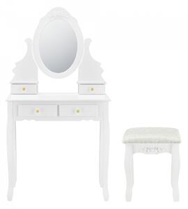 Set masa de toaletă Delia cu oglinda, scaun si 4 sertare - P57827232