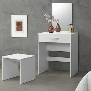 Set masa de toaleta/machiaj cu oglinda si scaun Reykjavik W, 132 x 63 x 39 cm, PAL melaminat, alb - P69638631