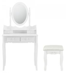 Set masa de toaleta cu oglinda scaun si 4 sertare - P57827233