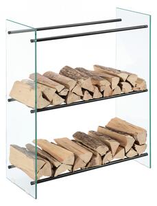 Suport lemne foc Oshawa Glas, 80x100x35cm, otel/sticla securizata, transparent/negru - P71901958