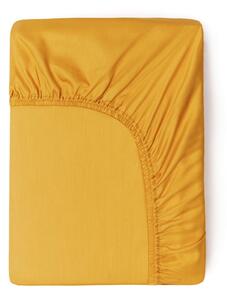 Cearșaf elastic din bumbac satinat HIP, 90 x 200 cm, galben închis