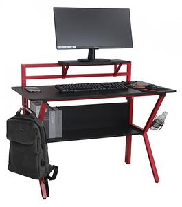 Birou, măsuţă gaming, masă PC, roşu şi negru, 95 cm - TP277507
