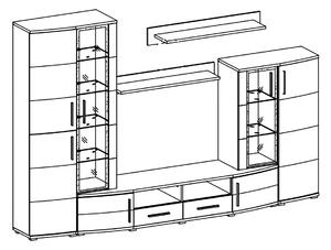Set de mobila living din pal si MDF, 6 piese Jenise II Alb / Stejar