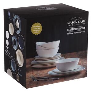 Set 12 piese de veselă din gresie ceramică Mason Cash Classic Collection, crem-alb
