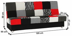 Canapea, textil roşu/gri/negru, ALABAMA