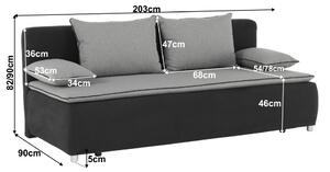 Canapea extensibilă, negru/gri, NOAH