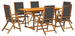 Set mobilier de grădină, 7 piese, lemn masiv acacia/textilenă