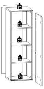 Cabinet suspendat din pal si MDF cu 1 usa, Madeline Grafit, l40xA36xH125 cm