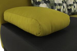 Canapea extensibilă, gri/verde/perne cu model, SPIKER