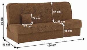 KONDELA Canapea extensibilă, material textil auriu/model, ASIA NEW