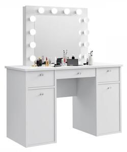 MBMT10 - Set Masa toaleta cosmetica 120 cm machiaj oglinda masuta vanity, oglinda cu LED-uri - Alb