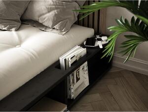 Pat dublu din lemn masiv cu spațiu de depozitare și futon negru Comfort Karup Design, 180 x 200 cm, negru