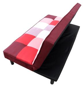 KONDELA Canapea extensibilă, material textil roşu/alb, ARLEKIN