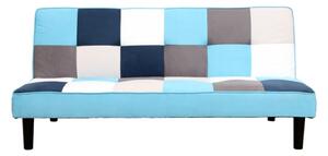 Canapea extensibilă, material textil alb/albastru/gri, ARLEKIN