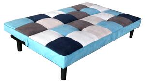 KONDELA Canapea extensibilă, material textil alb/albastru/gri, ARLEKIN