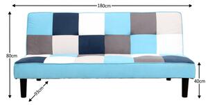 KONDELA Canapea extensibilă, material textil alb/albastru/gri, ARLEKIN