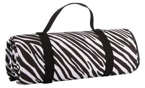 Pătură de picnic Navigate Zebra Stripes, 150 x 140 cm, alb - negru