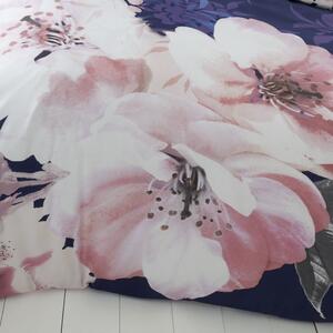 Lenjerie de pat Catherine Lansfield Dramatic Floral, 135 x 200 cm, albastru - roz