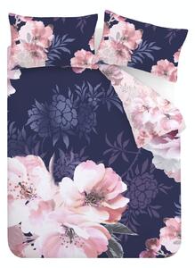 Lenjerie de pat Catherine Lansfield Dramatic Floral, 200 x 200 cm, albastru - roz