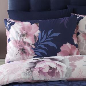 Lenjerie de pat Catherine Lansfield Dramatic Floral, 135 x 200 cm, albastru - roz