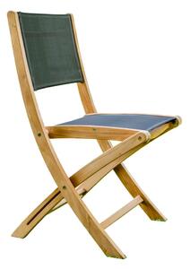 Set 2 scaune pliabile de grădină din lemn de tec Ezeis Navy, natural-gri