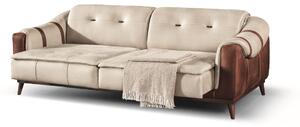 Canapea tapitata cu stofa, 3 locuri, cu functie sleep pentru 1 persoana Urla Crem / Maro K1, l227xA100xH80 cm
