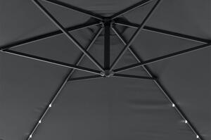 Umbrelã "Brazilia" 3 m cu iluminare LED, cu deschidere si suport gri