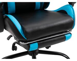 Fotoliu birou/gaming cu suport pentru picioare, negru/albastru, TARUN