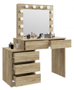 MBMTAR12 - Set Masa toaleta, 112 cm, cosmetica machiaj, masuta vanity, oglinda cu LED-uri - Culoare Stejar
