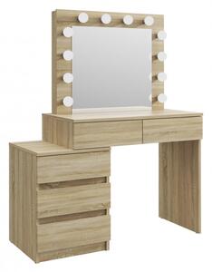 MBMTS12 - Set Masa toaleta, 112 cm, cosmetica machiaj, masuta vanity, oglinda cu LED-uri - Sonoma