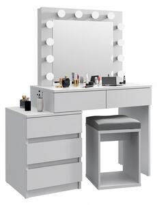 MBMTA12 - Set Masa toaleta, 112 cm, cosmetica machiaj, masuta vanity, oglinda cu LED-uri - Alb