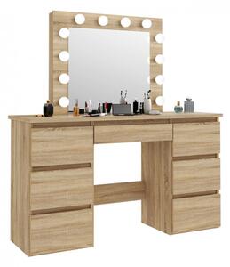 MBMTS1 - Set Masa toaleta, 120 cm, cosmetica machiaj, masuta vanity, oglinda cu LED-uri - Sonoma