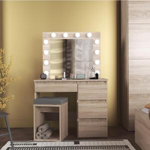MBMTS2 - Set Masa toaleta, 94 cm cosmetica machiaj oglinda masuta vanity, oglinda cu LED-uri - Sonoma