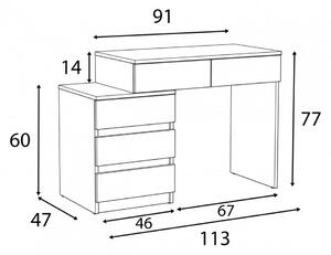 MBBIAR2 - Birou 113 cm, Stanga/Dreapta, masa de calculator cu 5 sertare, office - Stejar
