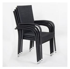 Set mobilier de grădină pentru 6 persoane cu scaune negre Paris și masă Viking, 90 x 205 cm