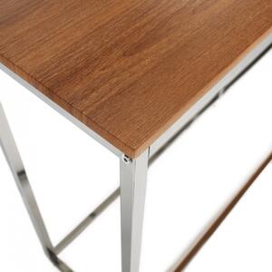 Măsuţă, masă tip consolă în stil industrial, stejar și crom, 160x30x77 cm - TP286503